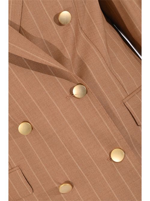 Tailleur T-Jasmine doppiopetto in misto lana e seta gessata Tagliatore | T-JASMINE10BAD 520101 26E193650